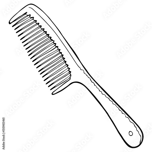 Minimalist Line Art of Hair Comb – Black and White Vector Illustration"

