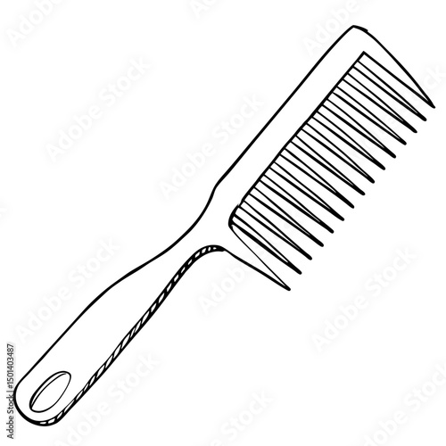 Minimalist Line Art of Hair Comb – Black and White Vector Illustration"

