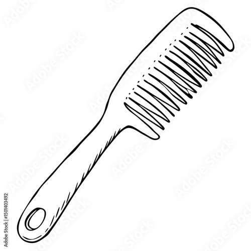 Minimalist Line Art of Hair Comb – Black and White Vector Illustration"

