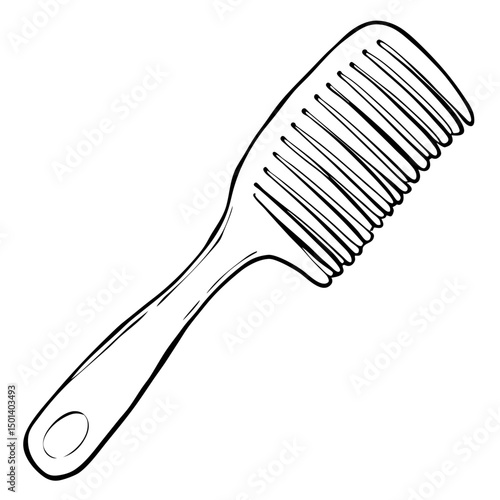 Minimalist Line Art of Hair Comb – Black and White Vector Illustration"

