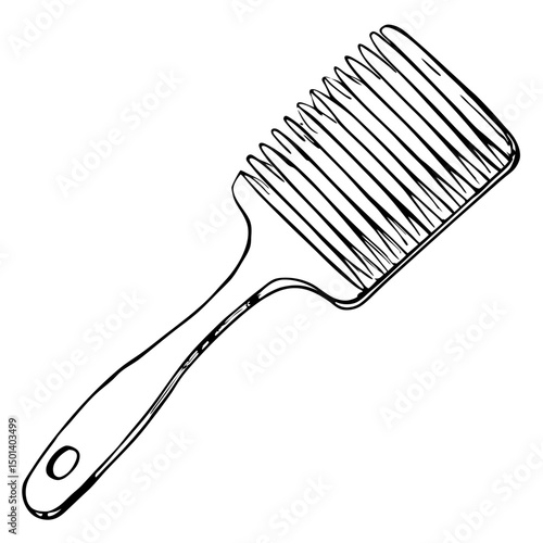 Minimalist Line Art of Hair Comb – Black and White Vector Illustration"

