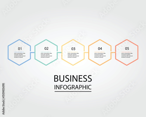 Business Infographic modern design template for banners and infographics for 5 hexagon step line 