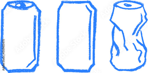 Soda Can Icons Crayon Chalk Drawing Vector Set