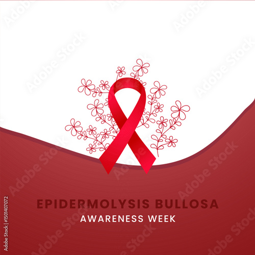 Epidermolysis Bullosa awareness Week background design with Red silk ribbon.