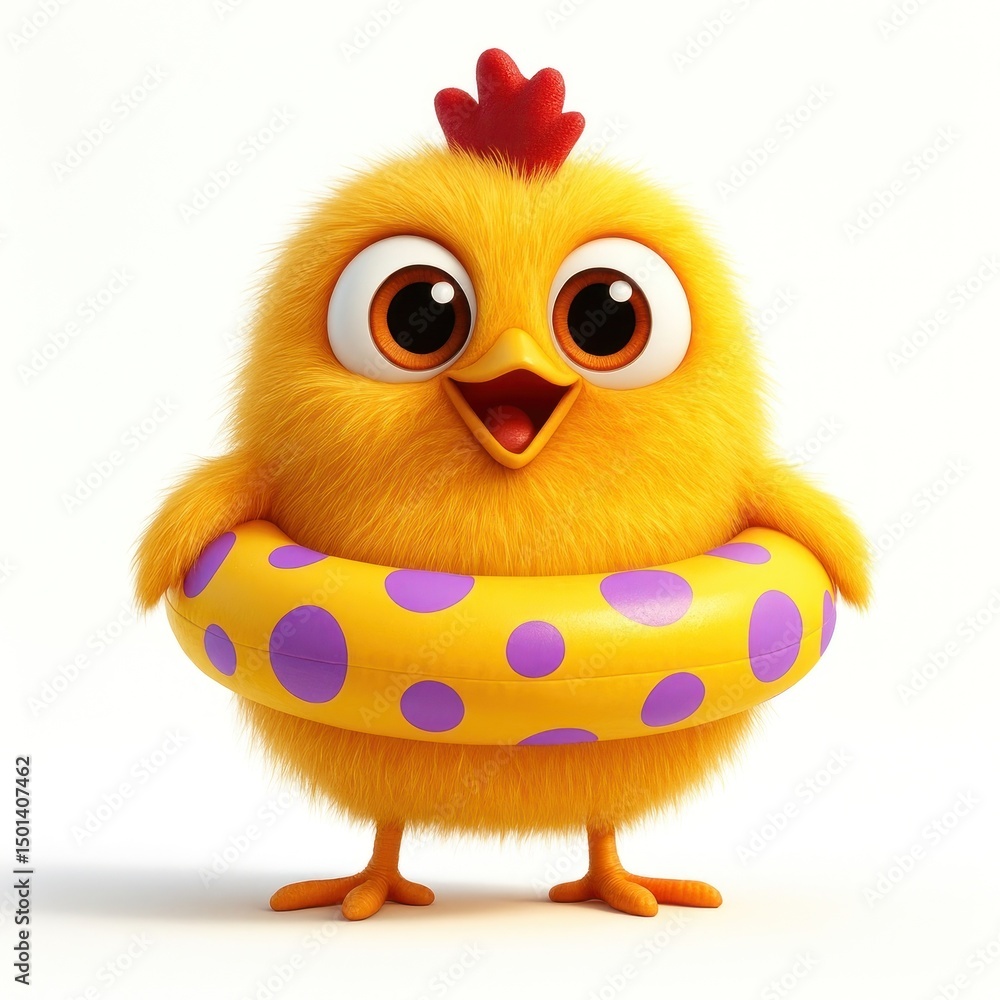 Fototapeta premium Cute fluffy chick with float