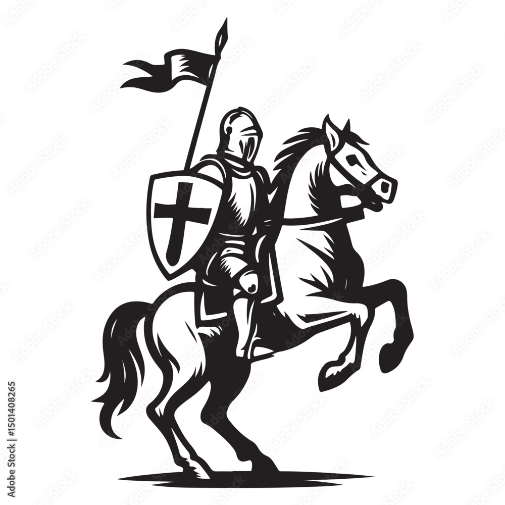 Fototapeta premium knight on horseback vector image