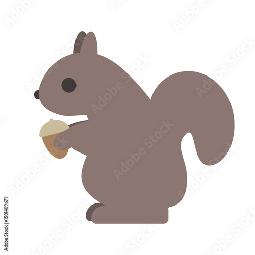 どんぐりを持つリスのベクターイラスト：秋の動物・可愛いアイコン - Squirrel with Acorn Vector Illustration: Autumn Animal and Cute Icon