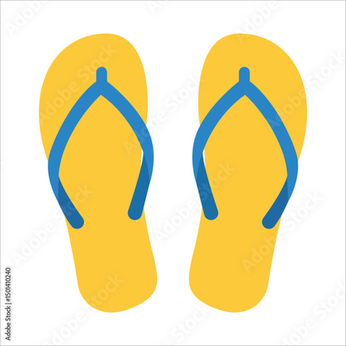 Yellow and blue flip flops summer footwear flat beach vacation fashion element on transparent background