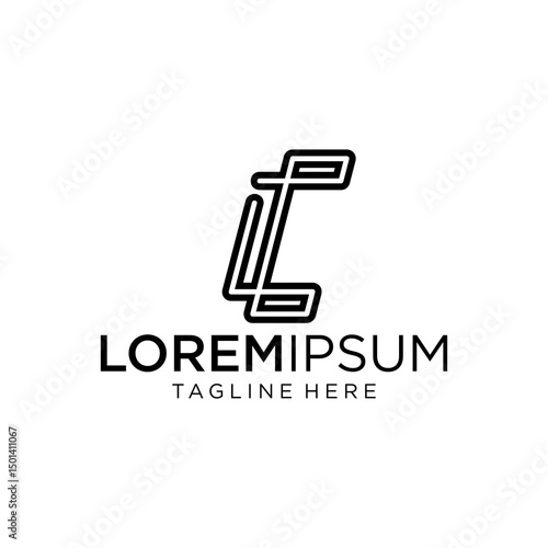 letter at monogram LC style line art modern logo	