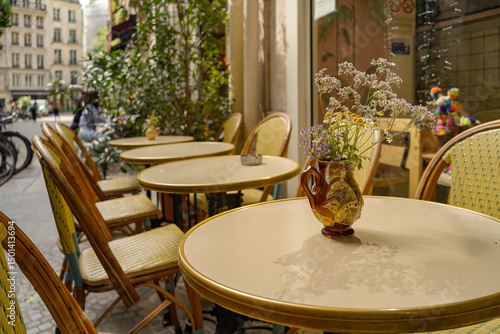 parisian cafe and bistro terrace, Montorgueil district