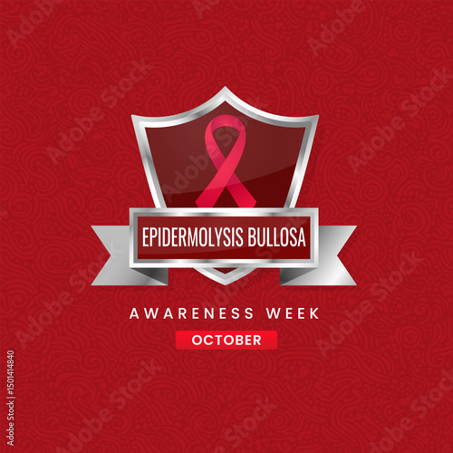 Epidermolysis Bullosa awareness Week background design with Red silk ribbon.