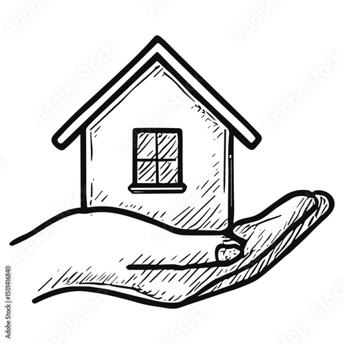 Hand holding house