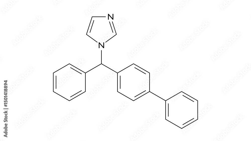 bifonazole molecule, structural chemical formula, ball-and-stick model, isolated image imidazole antifungal bifonazole molecule, structural chemical formula, ball-and-stick model, isolated image imidazole antifungal