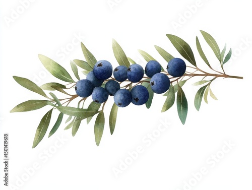 Juniper berries on a branch