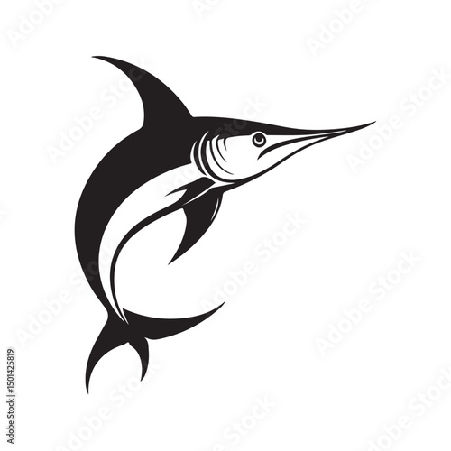 Vector illustration of a marlin fish with elegant details and dynamic lines depicting the speed and grace of this deep sea fish isolated on white background.