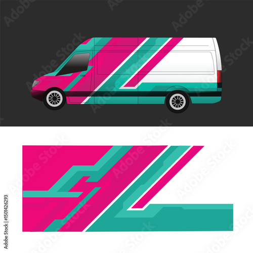 cargo van car body sticker design vector. freight forwarding company cargo van
