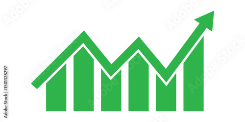 profit or revenue rise icon. Growing graph set. Business chart with arrow. Growths chart collection. Profit growing symbol. Progress bar. Growing bar chart icon vector. success graph trending upwards 