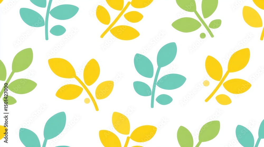 Obraz premium Spring Leaves Pattern Design - Vibrant spring leaves, nature, growth, freshness, new beginnings. A cheerful and bright pattern perfect for springtime projects