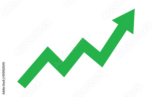 Growth arrow icon. Green success vector icon. Grow symbol isolated on white background. Growing graph icon vector. Business chart with arrow. Growths chart vector. Profit growing symbol. Growth icon.