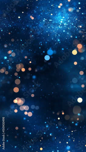 Seamless abstract blue bokeh lights background