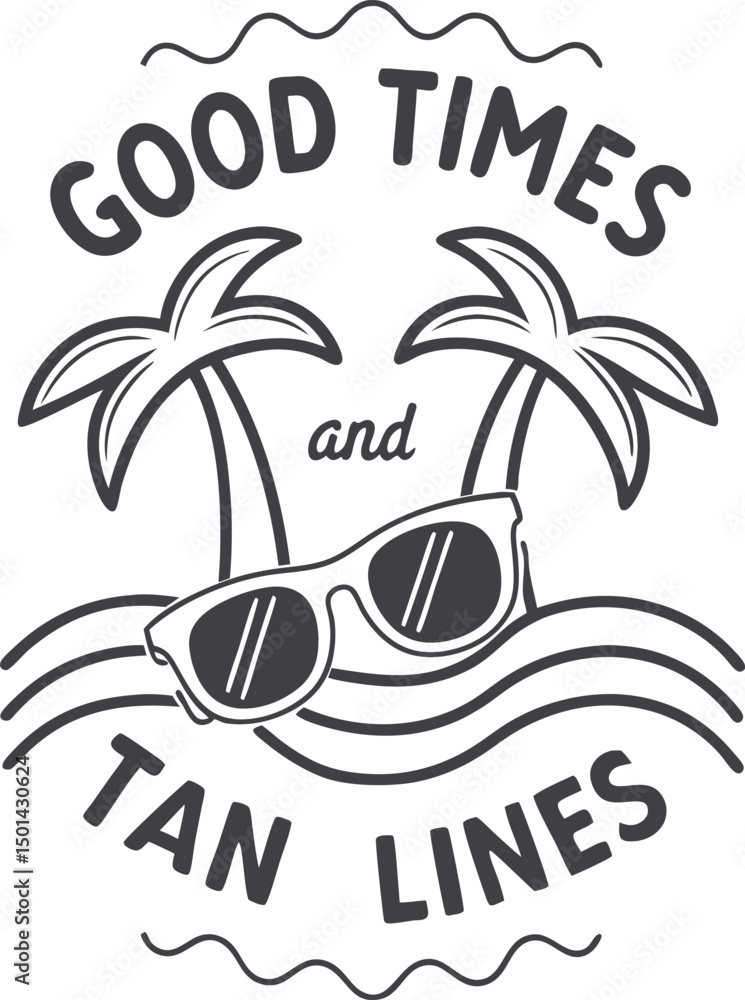 Naklejka premium good time and tan line Typography t-shirt Dsign print Ready eps cut file Download 