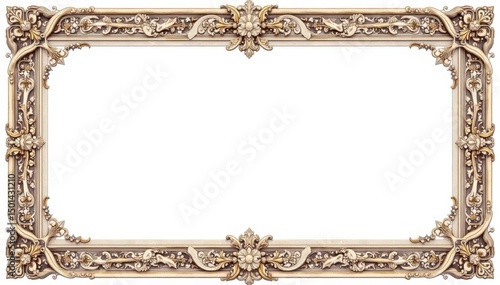 Intricate Roman-style border frame on pure white, abstract, decoration, elegant