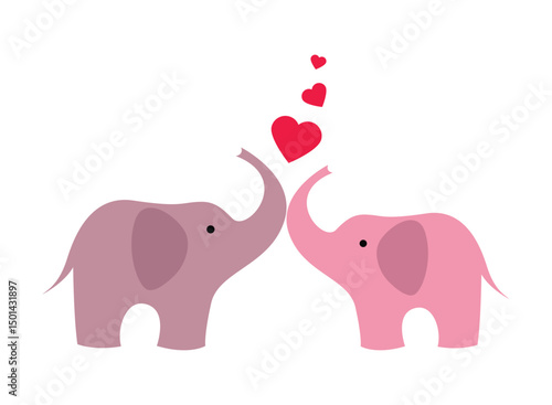 Kids Cartoon Illustration Two Cute Elephants