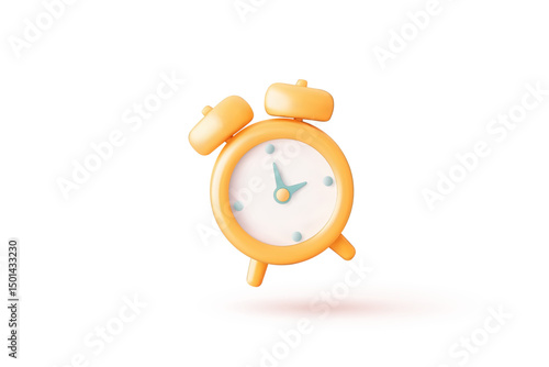 3d Vector Orange Alarmclock, Time Management concept.
