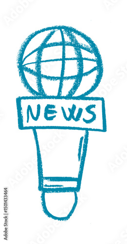 News Microphone Crayon Chalk Drawing Vector