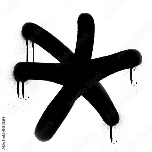 Fotografie Urban graffiti star shape with dripping marker paint and tagging details, capturing raw street art energy