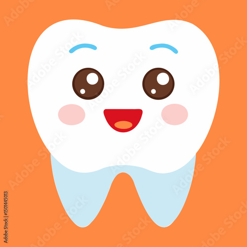 Vector drawing of a tooth with a sweet smiling face