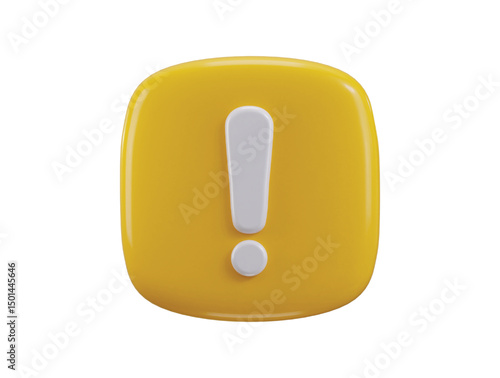 Exclamation sign 3d render concept of message warning or danger risk and message alert problem icon vector illustration