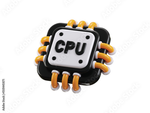 CPU processor icon 3d render concept of computer processor, microprocessor technology icon vector illustration