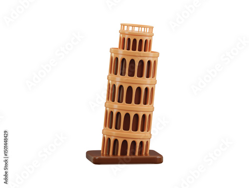 Leaning tower of Pisa 3d render concept of European historical architecture tower of Pisa global landmark vector illustration