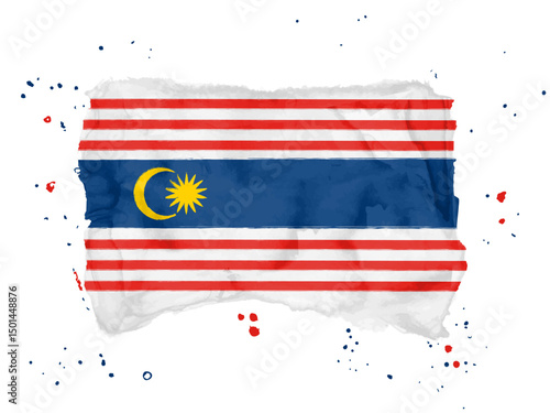Canvas Print Flag of  Kuala Lumpur,  brush stroke background
