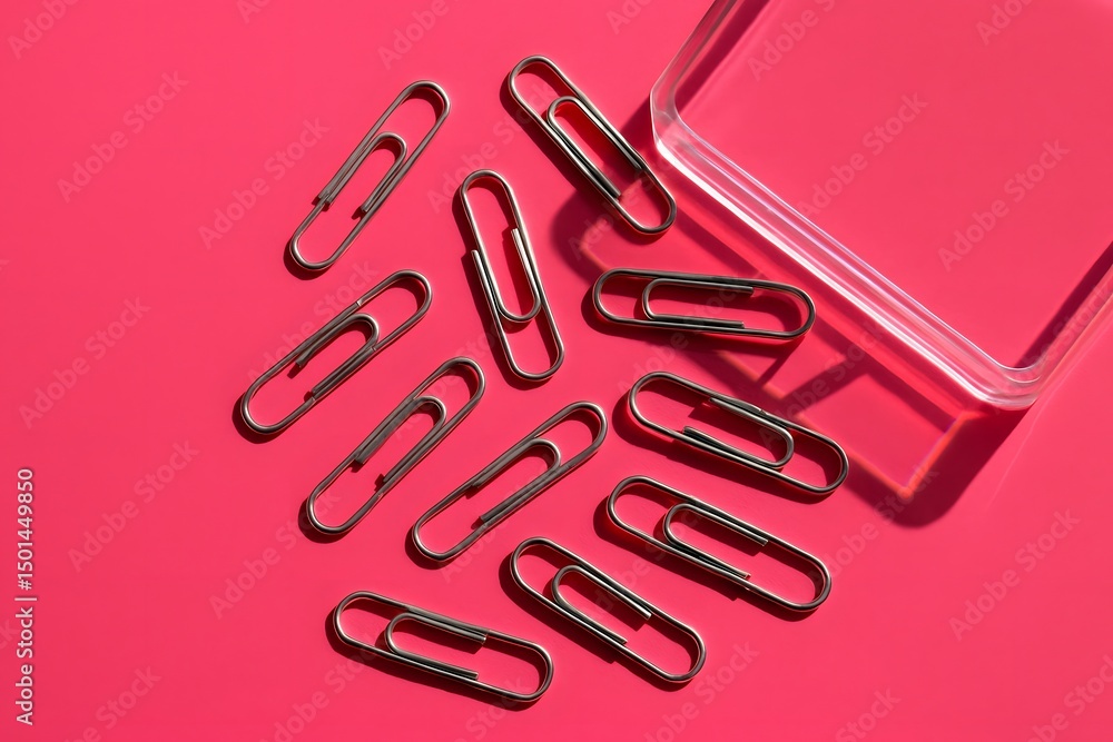 Playful Office Setup with Pastel Pink Paper Clips Playful Office Setup with Pastel Pink Paper Clips