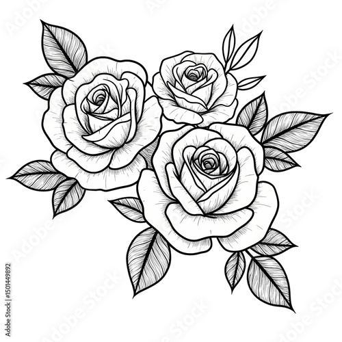 Wallpaper Mural Black Roses Line Art Torontodigital.ca