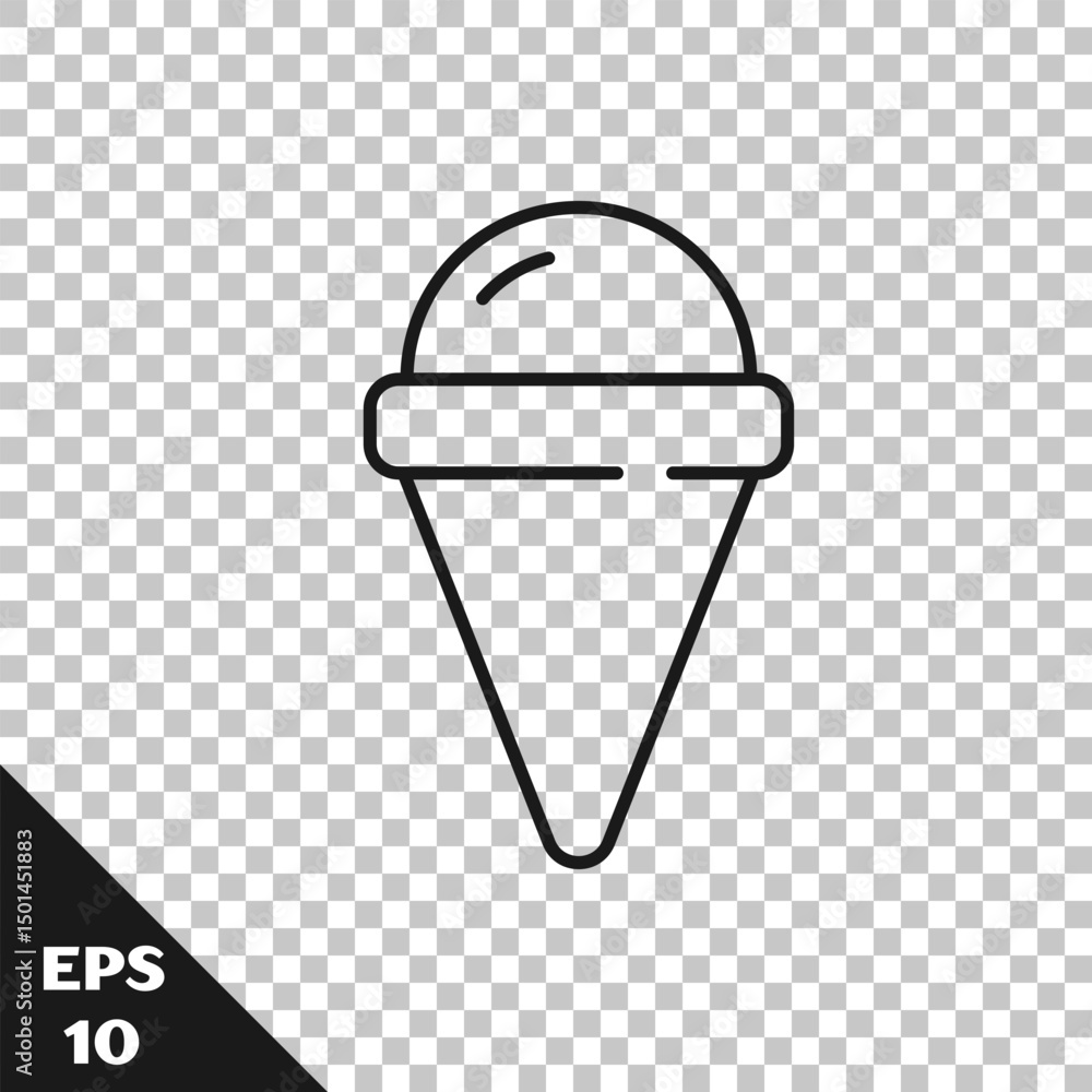 Black line Ice cream in waffle cone icon isolated on transparent background. Sweet symbol. Vector Black line Ice cream in waffle cone icon isolated on transparent background. Sweet symbol. Vector
