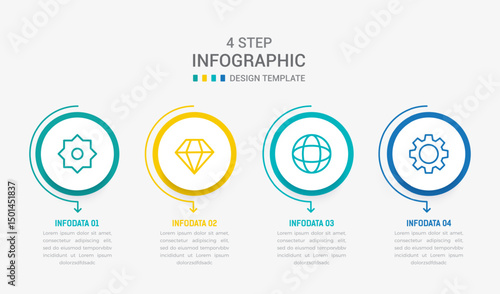 Four Step Infographic element design Vector template for presentation. process diagram and presentations step, workflow layout, banner, flow chart, info graphic vector illustration.