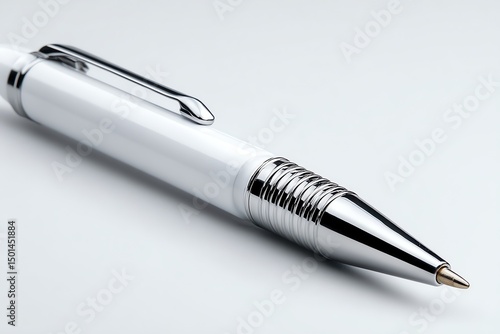 High-resolution image of a sleek white pen, perfect for stationery, office, and creative projects. Clean, elegant, and minimal photography.