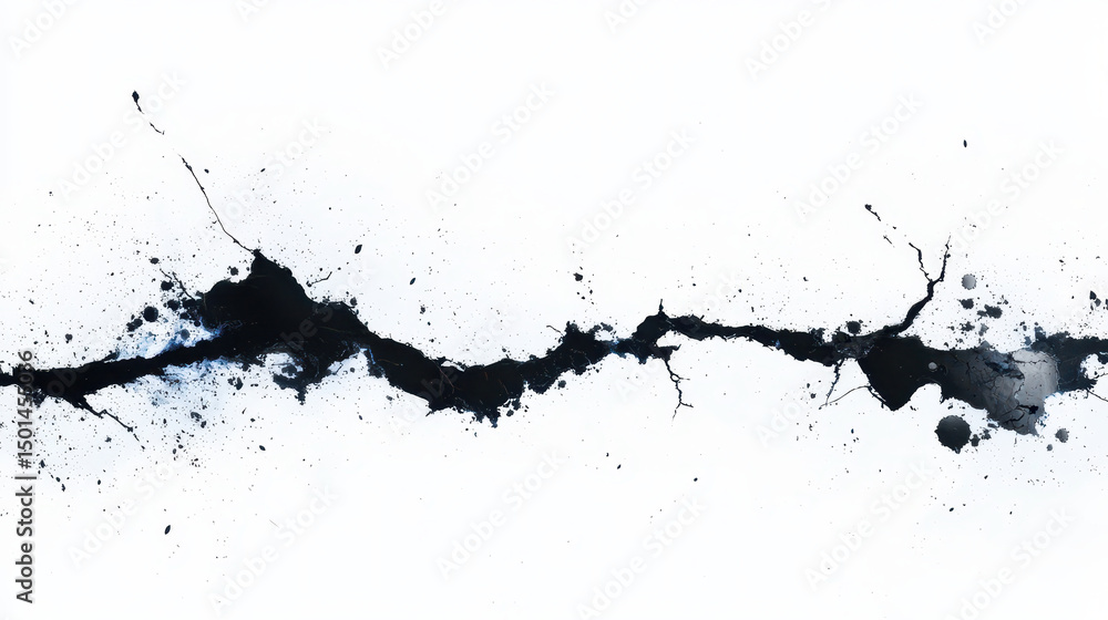 Obraz premium Striking abstract image featuring bold black crack against white background, evoking sense of contrast and depth