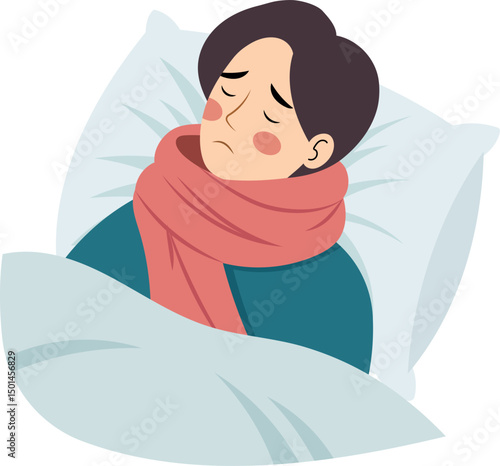 Restful Sleep Illustration of a Sick Person Sleeping Comfortably