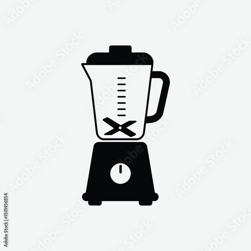 Minimalist Blender Mixer Icon – 2D Vector Black Silhouette in Flat Design on White Background