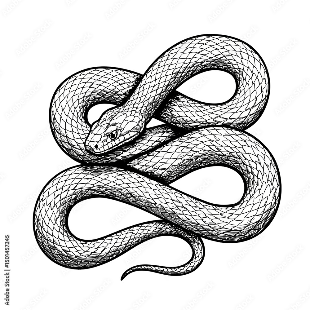 Obraz premium Snake Illustration: Black & White