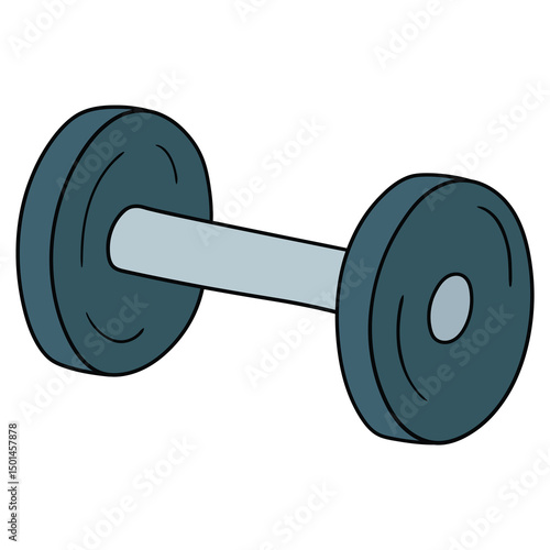 Hand drawn cartoon dumbbell on white background.