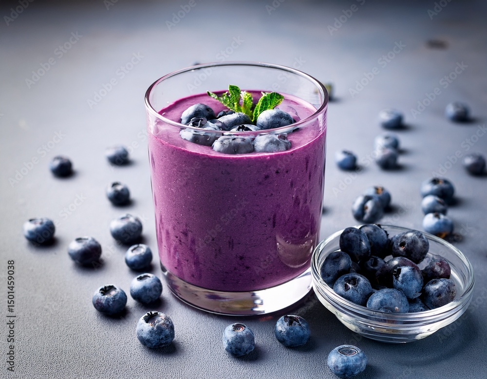 blueberry smoothie in glass fresh fruit healthy drink vibrant purple food photography recipe illustration blueberry smoothie in glass fresh fruit healthy drink vibrant purple food photography recipe illustration