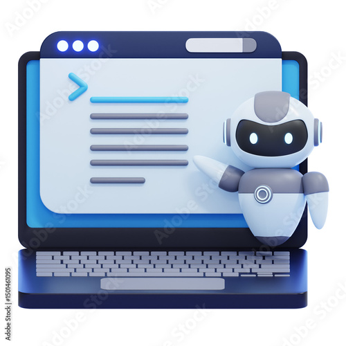 PNG 3D Self-Prompting AI Illustration Isolated on a White Background
