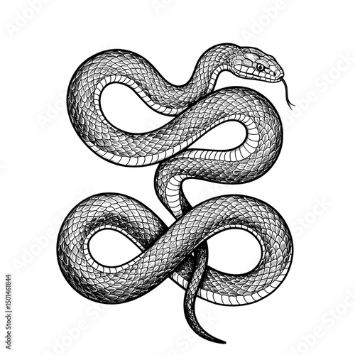 Snake Tattoo Design: Black Ink