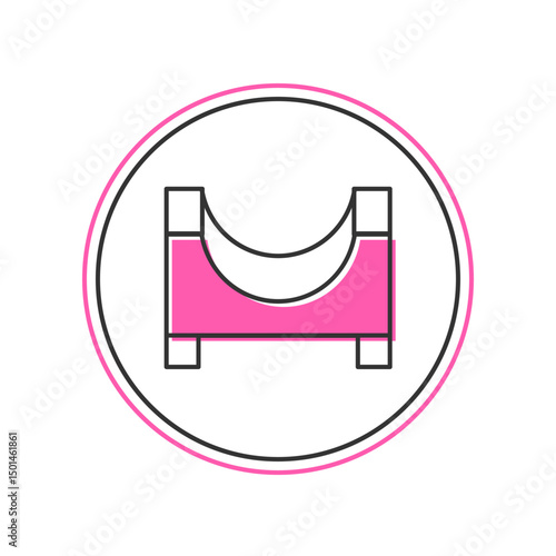 Filled outline Skate park icon isolated on white background. Set of ramp, roller, stairs for a skatepark. Extreme sport. Vector