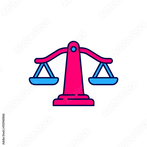 Filled outline Scales of justice icon isolated on white background. Court of law symbol. Balance scale sign. Vector
